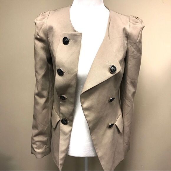 👠Poupine Tan blazer with folded lapel.  Size XS/S - Picture 1 of 5
